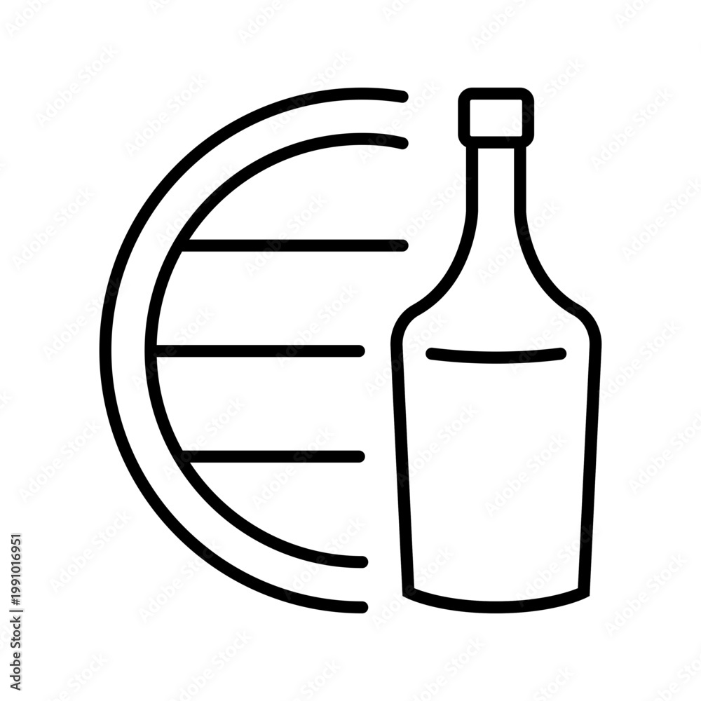 Naklejka premium Wine making icon. Industry and winemaking line symbol. Black and white.