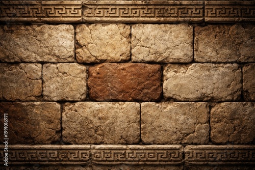 Ancient Greek wall texture background featuring a single brick element