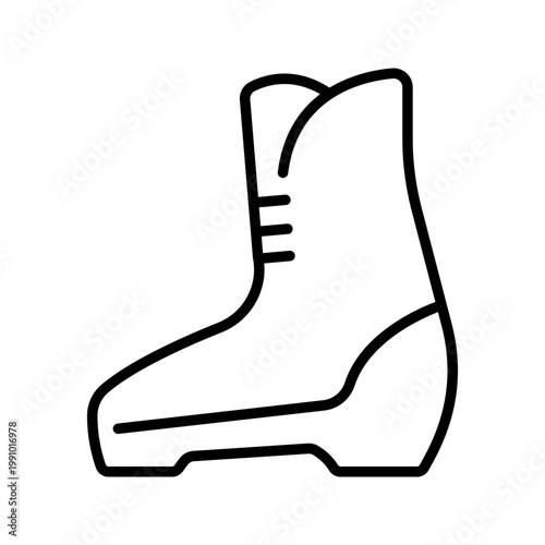 Winter boot icon. Clothing and footwear line symbol. Black and white.