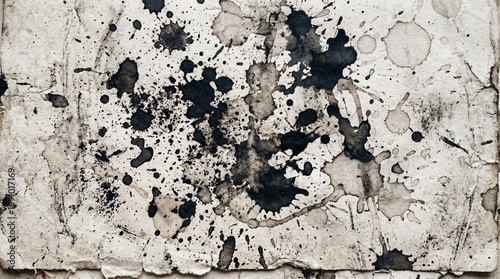 Ink splatters on old paper background texture
