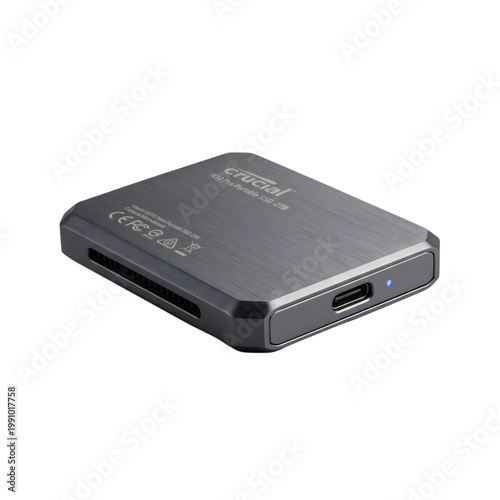 Premium External SSD Drive Isolated on Transparent Background, High Quality Portable Storage Device