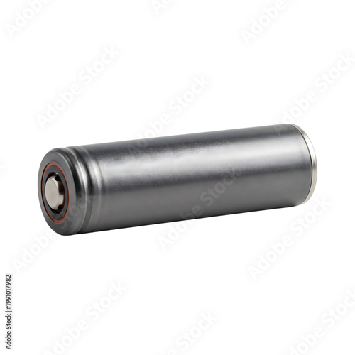 Single 18650 Lithium-Ion Rechargeable Battery Isolated on Transparent Background, High Quality Power Cell
