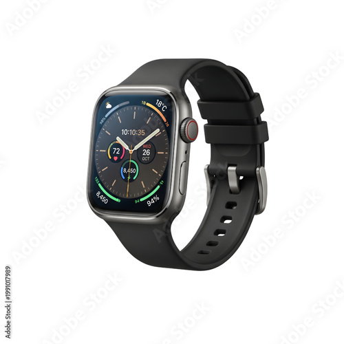 Premium Smart Watch Isolated on Transparent Background, High Quality Wearable Technology Device