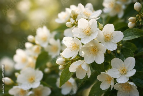 Fragrant jasmine blossoms with delicate white petals