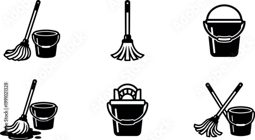 Mop and bucket cleaning tools set