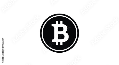 A simple graphic depicting the bitcoin cryptocurrency symbol in black and white