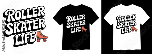 Retro Roller Skater Life vector graphic, vintage roller skate illustration, groovy typography design, ideal for t-shirt prints and merchandise