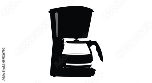 Simple silhouette of a standard drip coffee maker against a white background
