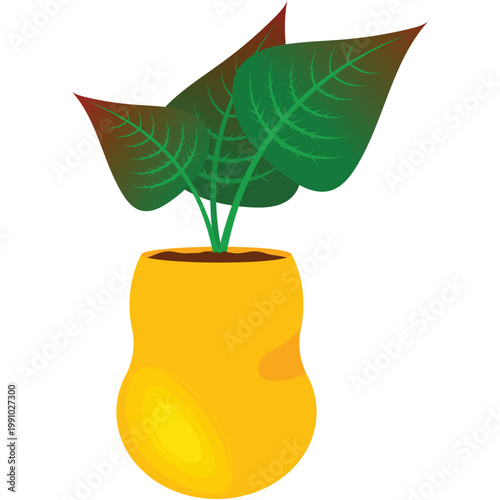 Plant in pot vector flat flower isolated icon