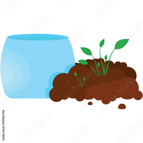 Plant seedling in soil vector icon illustration