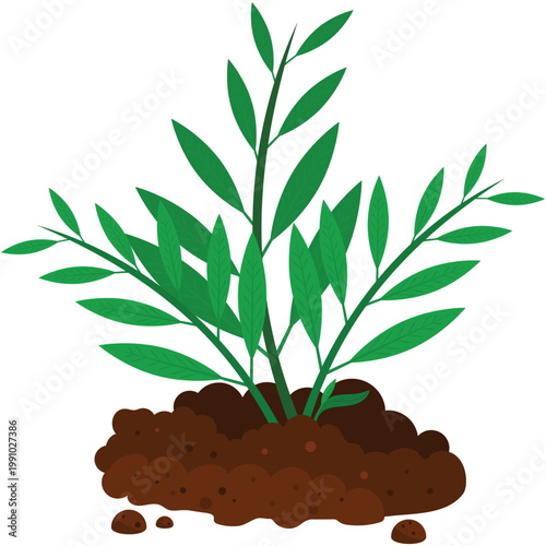 Plant seedling in soil pile vector icon