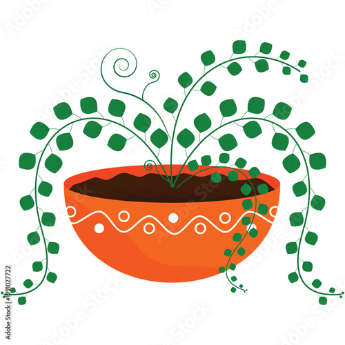 Plant in pot vector flat flower isolated icon