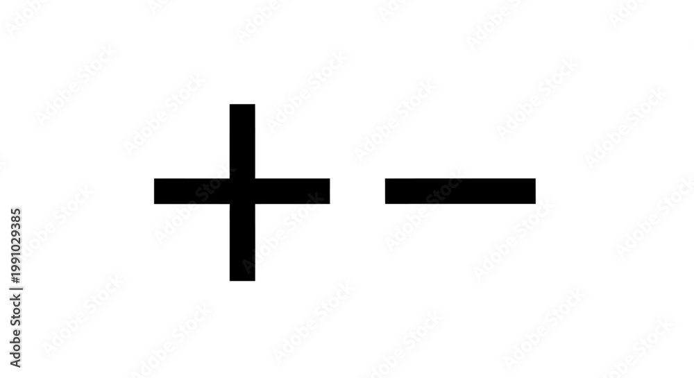 Obraz premium A plus sign and a minus sign are shown together on a white background.