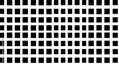 Black squares arranged in a grid pattern on a white background closely.