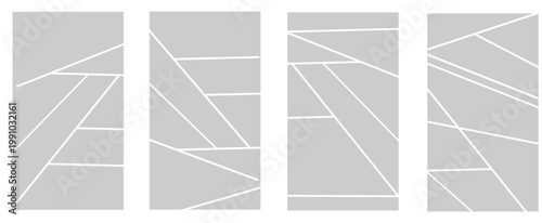 Image collage layout template. Grey mosaic mood board grid collection. Picture frame set. Photo album idea for banner, poster, comic page, flyer, brochure, booklet, memory wall design. Vector pack