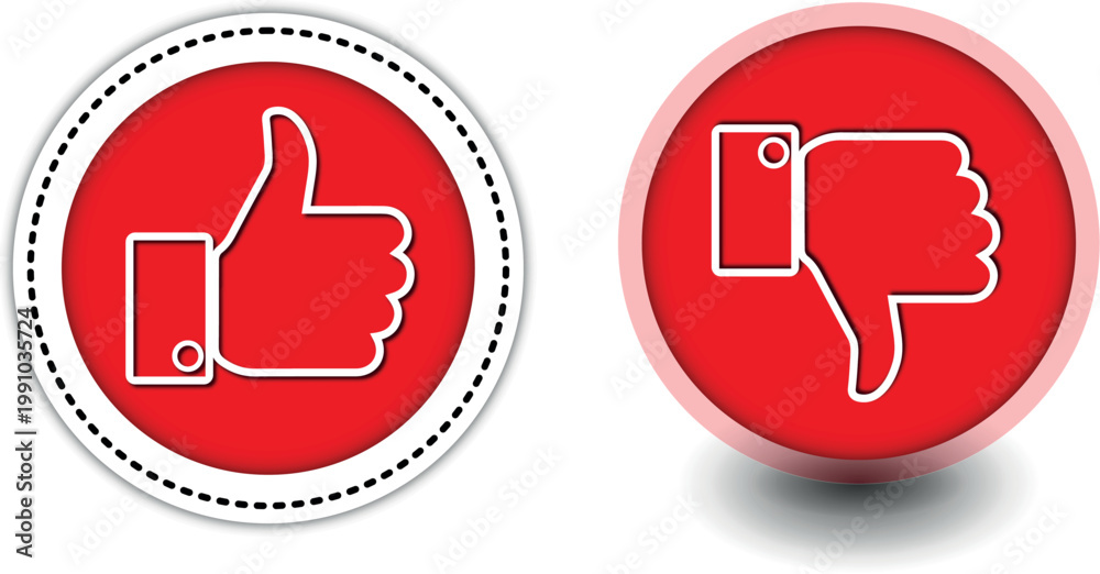 Obraz premium Illustration of thumbs up and down buttons. Vector Thumbs Up and Down Buttons