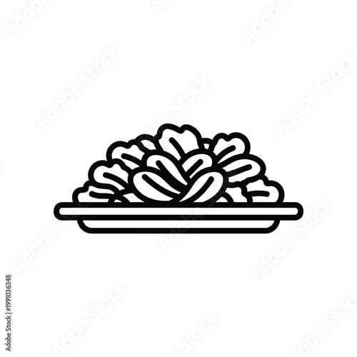 Fresh salad bowl icon featuring crisp greens and healthy vegetables for restaurant menu and fitness app interface design in clean glyph style