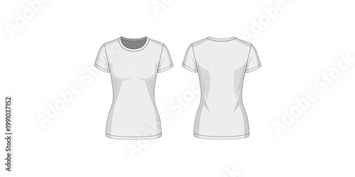 Simple short-sleeve t-shirt with round neckline and subtle shoulder details Vector