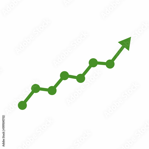 The green arrow graph shows a steady increase in growth.