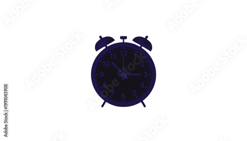 Alarm clock silhouette stands isolated against a white background to represent the concept of time management and punctuality for professional business scheduling and daily routine productivity.