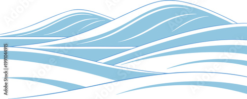 Abstract of snow covered hills with soft shadows mountains