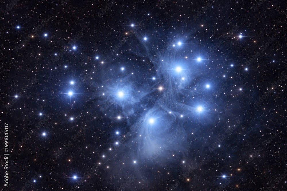 Fototapeta premium stars of the Pleiades cluster shining in a clear night sky
