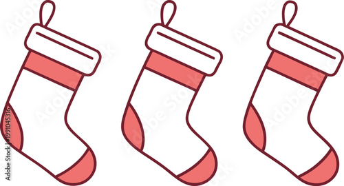 Red and white striped christmas stocking set red stocking