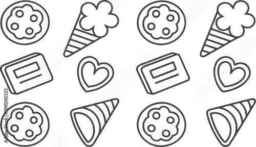 Hand drawn black ink doodle sticker collection of faces and