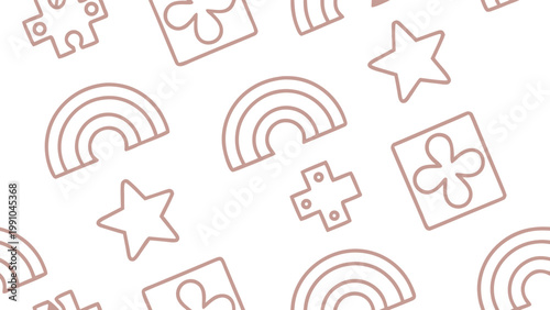 Hand-drawn seamless pattern with kids activity symbols on white