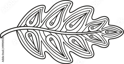 Intricate black ink of abstract organic feather shapes