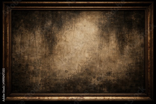 Retro framed image illustrating a vignette of a weather-beaten wall with shadowy stains