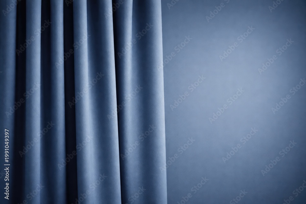 Obraz premium matte blue curtain panel surface with ample copy space for text