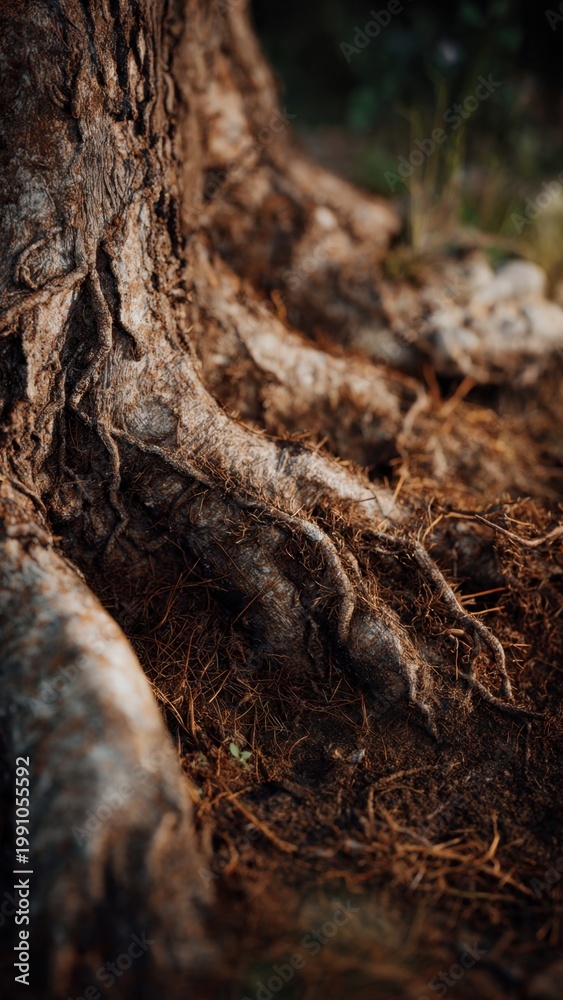 Fototapeta premium Close-up of Tree Roots in Forest Soil