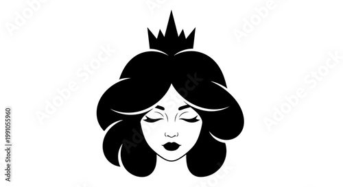 Black silhouette of a princess with crown.