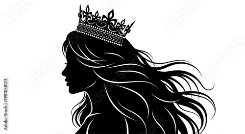 Elegant woman wearing a crown silhouette.
