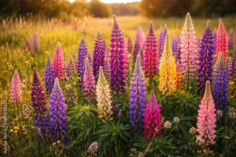Obraz premium Colorful lupine plant thriving in open grassland