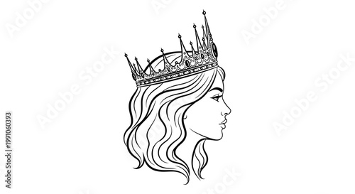 Woman wearing a crown illustration.