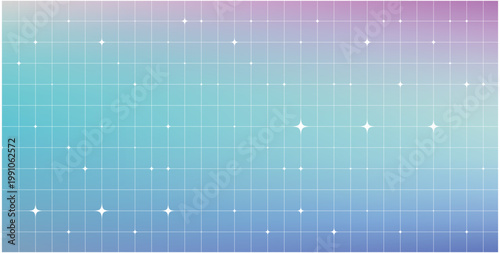 a blue and purple gradient background with white stars.