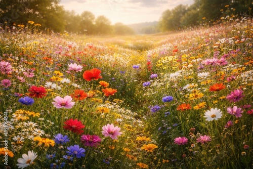 Scenic meadow filled with c...