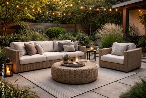 Contemporary backyard patio...