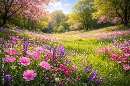 Vibrant spring day with pin...