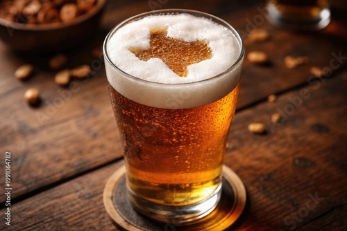 A glass of beer with foam s...