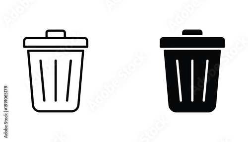 Minimalist trash can icon with a lid symbolizing waste disposal deletion or recycling