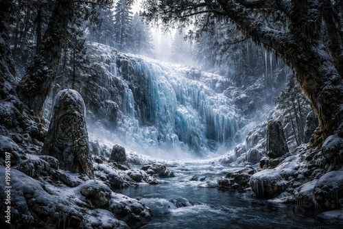 Frozen nature scene featuri...