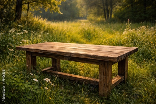 rustic wooden table positio...