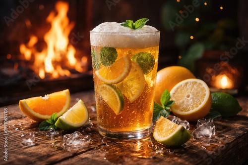 Citrus infused beer drink w...