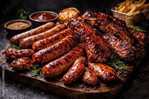 Fried meat platter with ass...