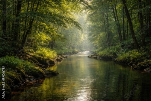 Calm watercourse winding th...