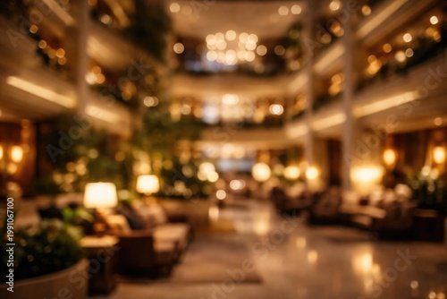 Blurred upscale hotel atriu...