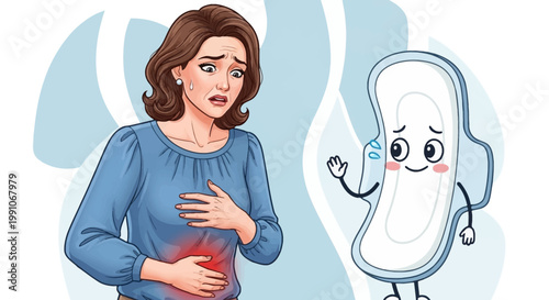 Woman experiencing menstrual cramp pain.